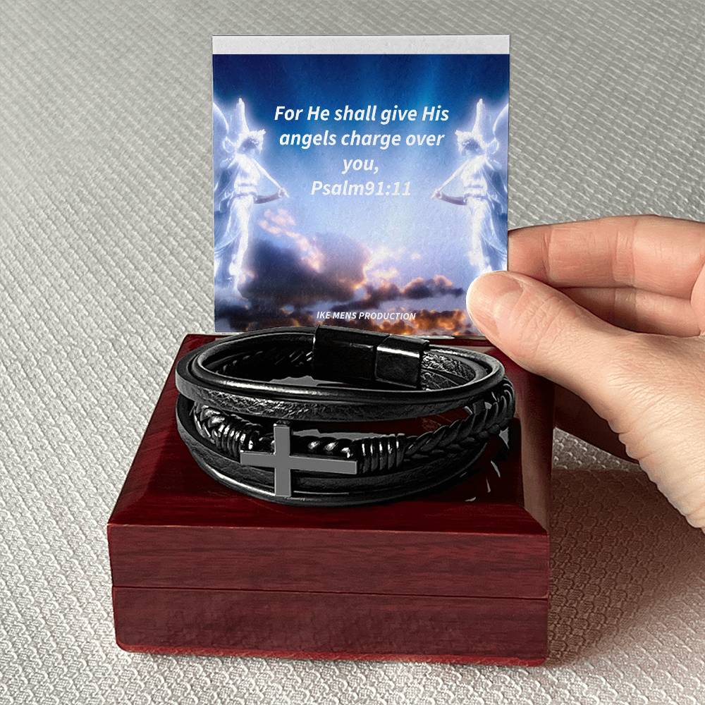 IKE MENS SCRIPTURE COLLAGE  MENS'S CROSS BRACELET