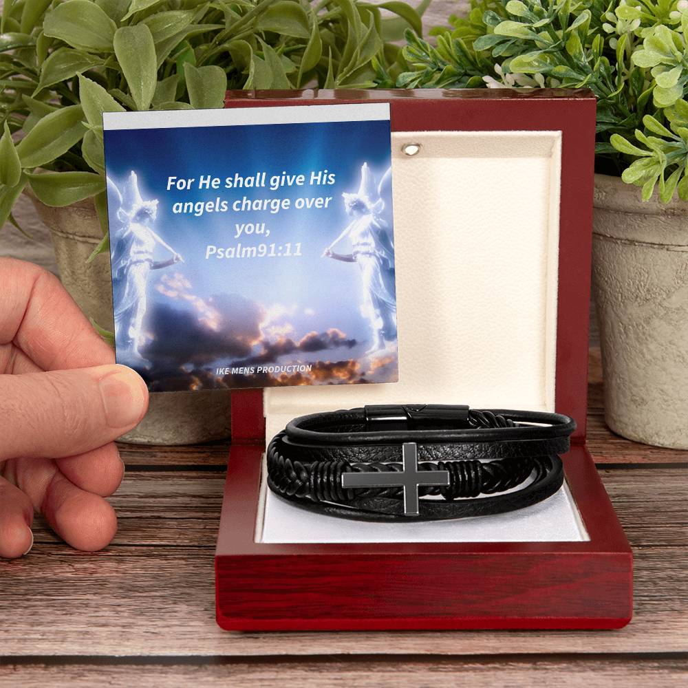 IKE MENS SCRIPTURE COLLAGE  MENS'S CROSS BRACELET