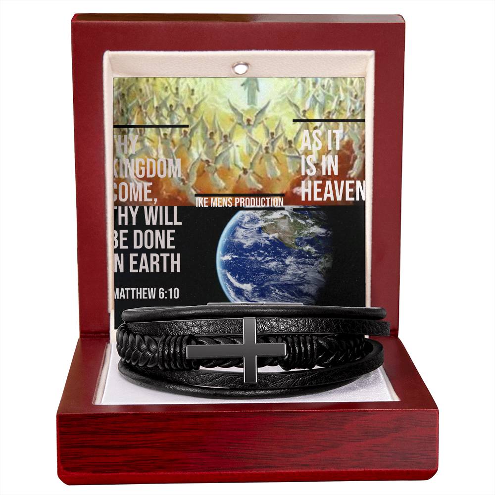 IKE MENS SCRIPTURE COLLAGE  MENS'S CROSS BRACELET