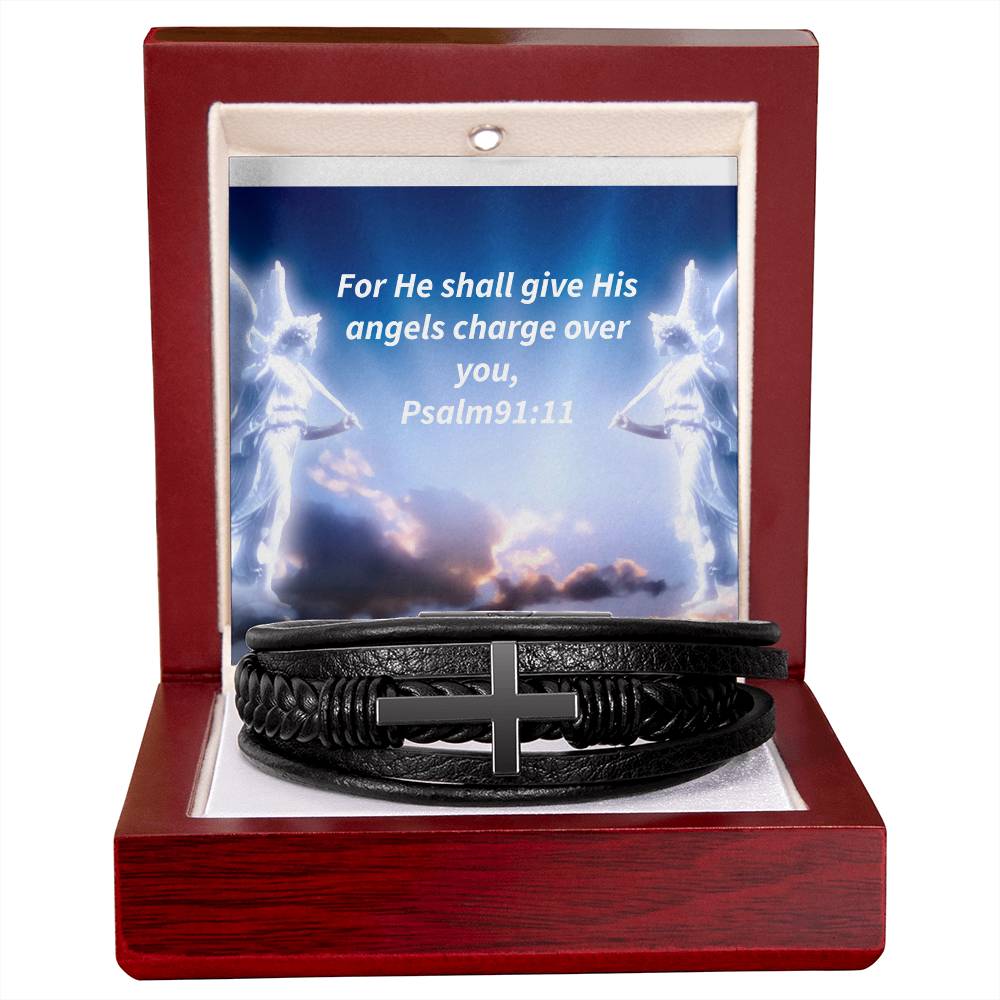 IKE MENS SCRIPTURE COLLAGE  MENS'S CROSS BRACELET