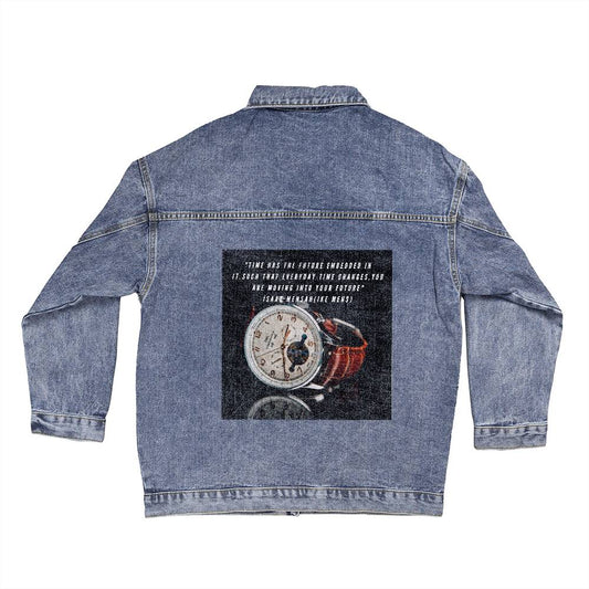 IKE MENS Quote Oversized Women's DTG Denim Jacket