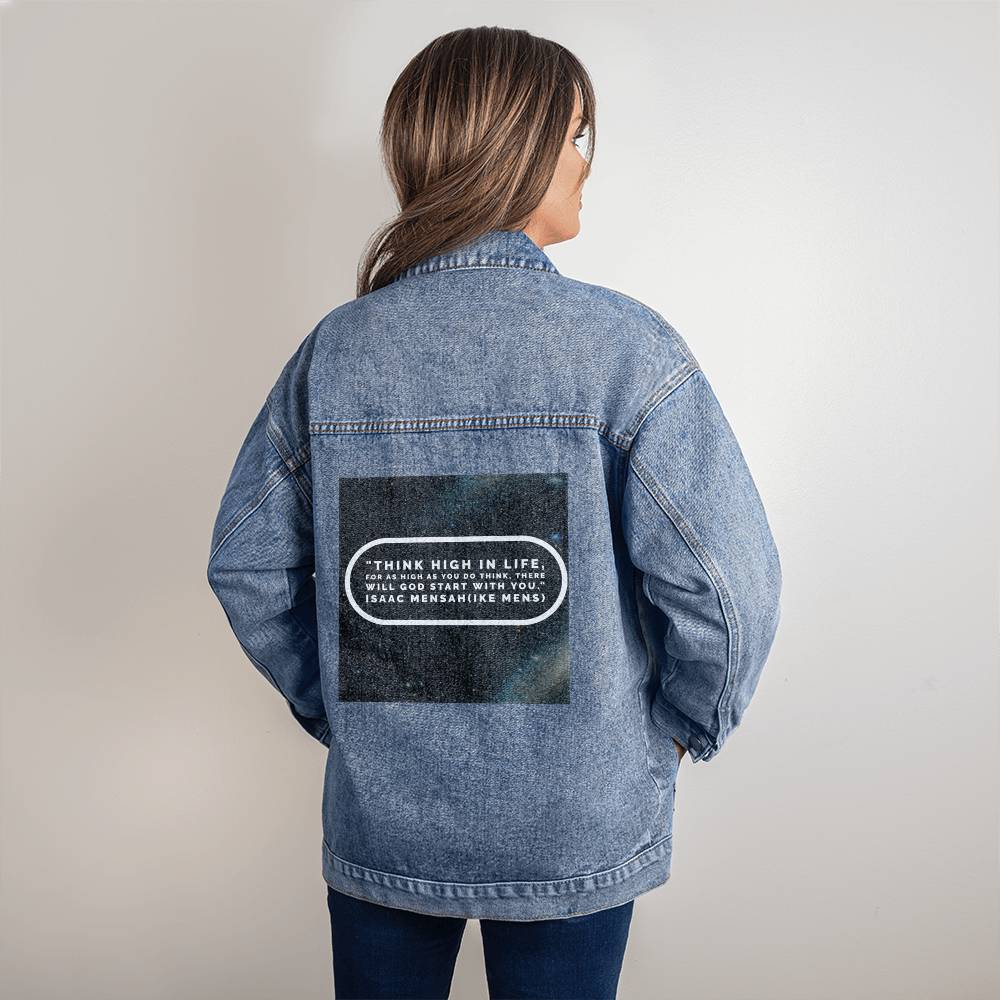 IKE MENS Quote Oversized Women's DTG Denim Jacket