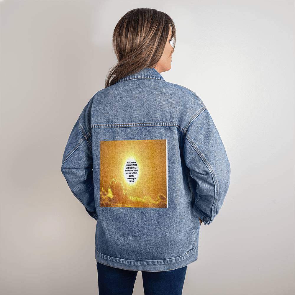IKE MENS Quote Oversized Women's DTG Denim Jacket