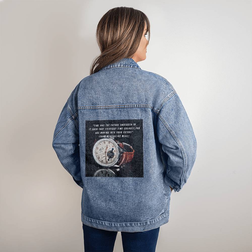 IKE MENS Quote Oversized Women's DTG Denim Jacket
