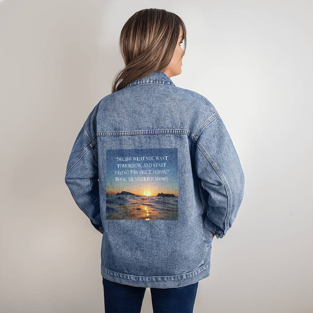 IKE MENS Quote Oversized Women's DTG Denim Jacket