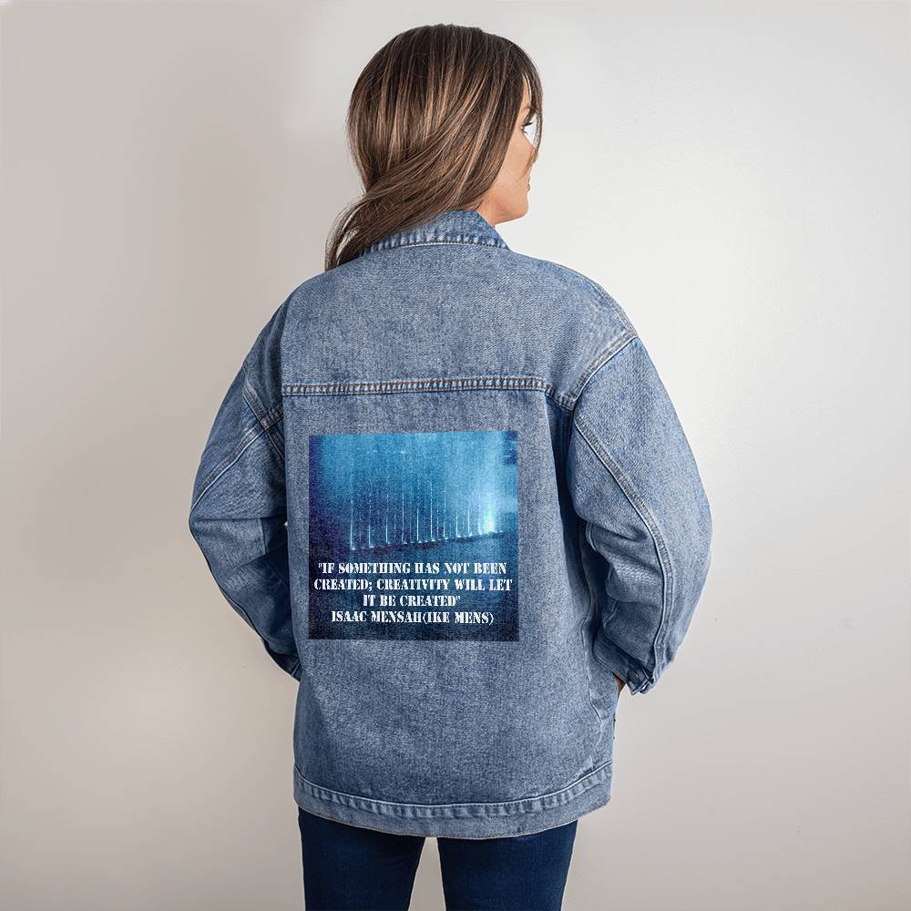 IKE MENS Quote Oversized Women's DTG Denim Jacket