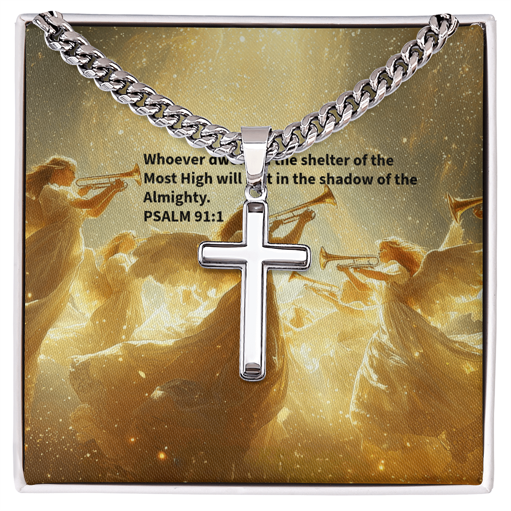 PSALM 91:1 Artisan Cross Necklace