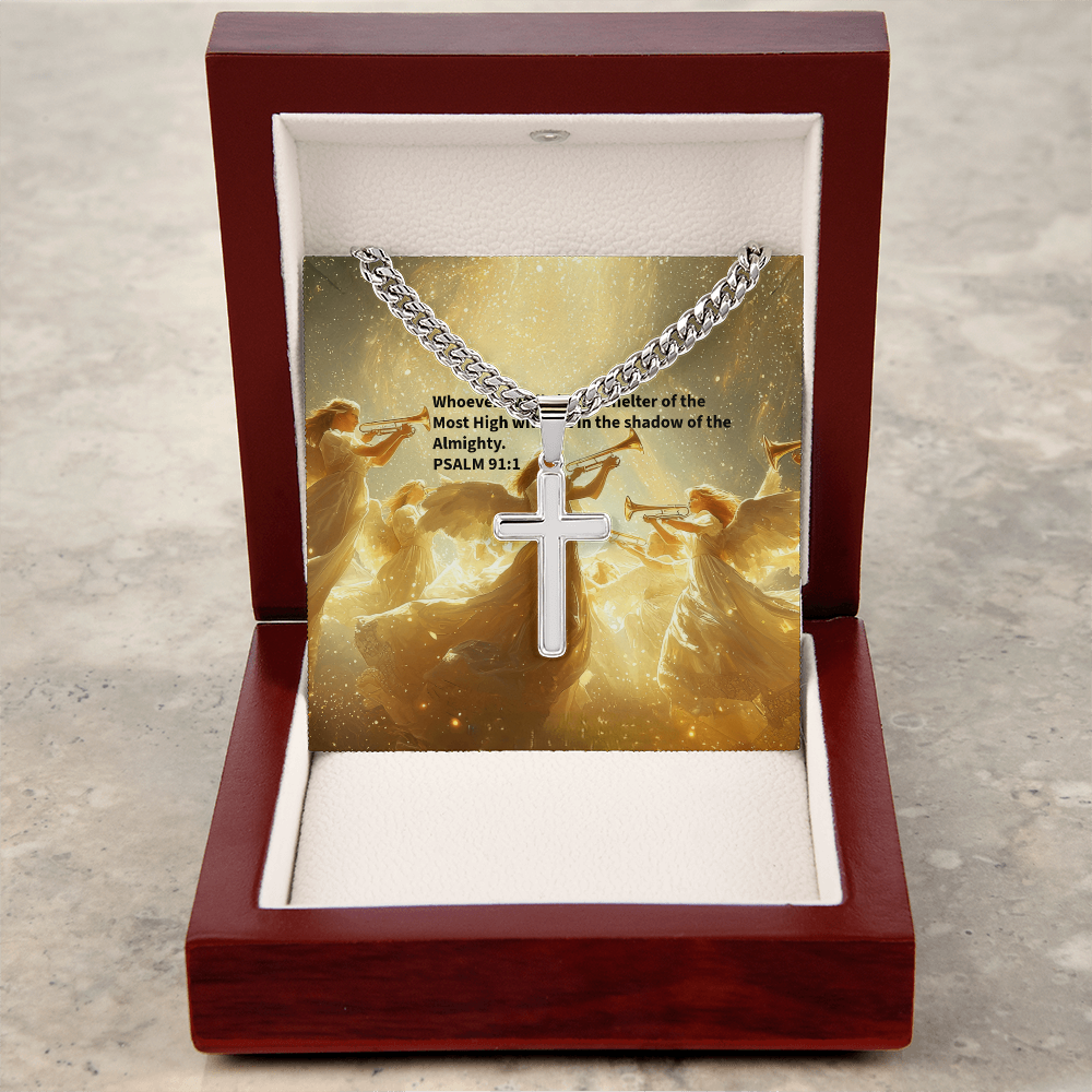 PSALM 91:1 Artisan Cross Necklace