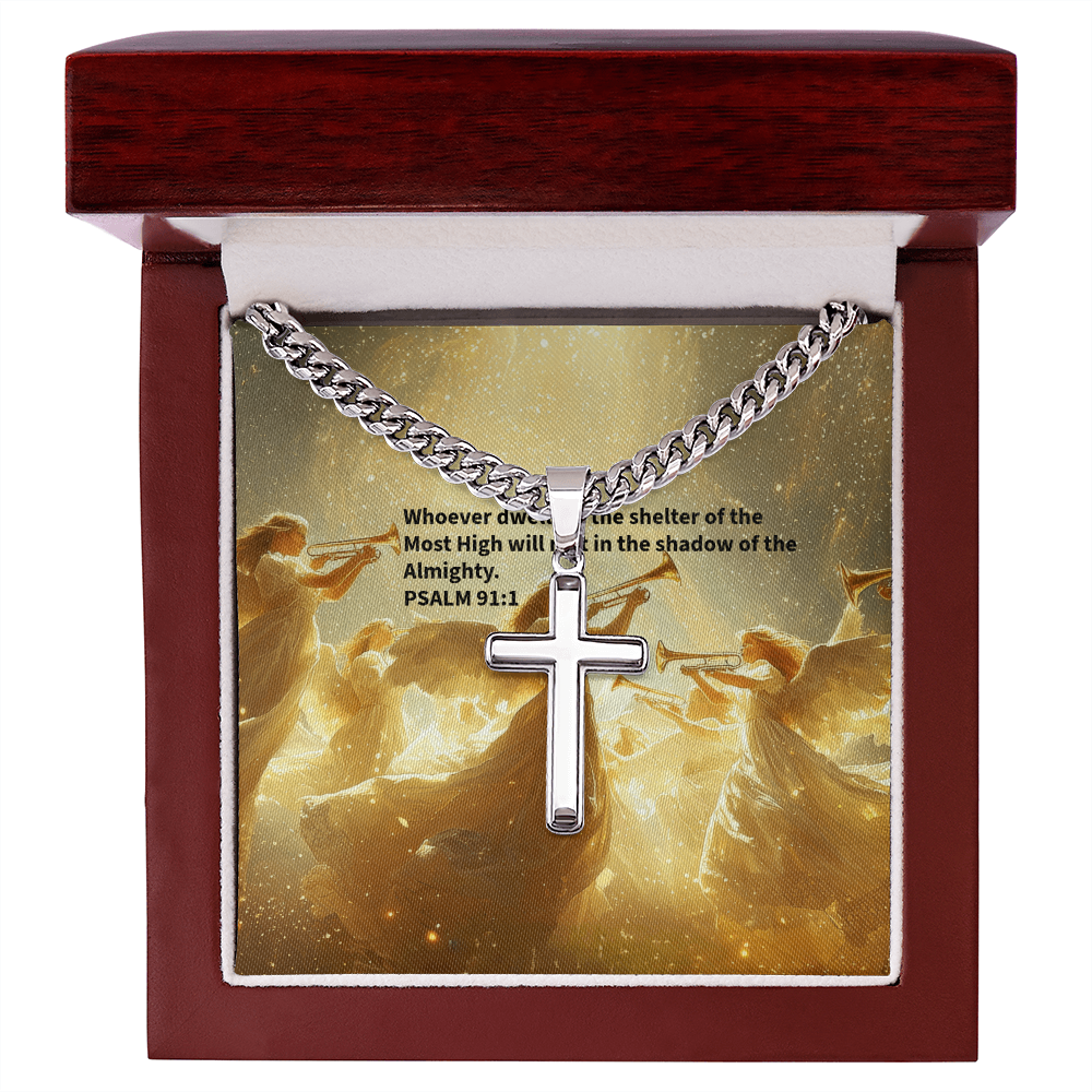 PSALM 91:1 Artisan Cross Necklace