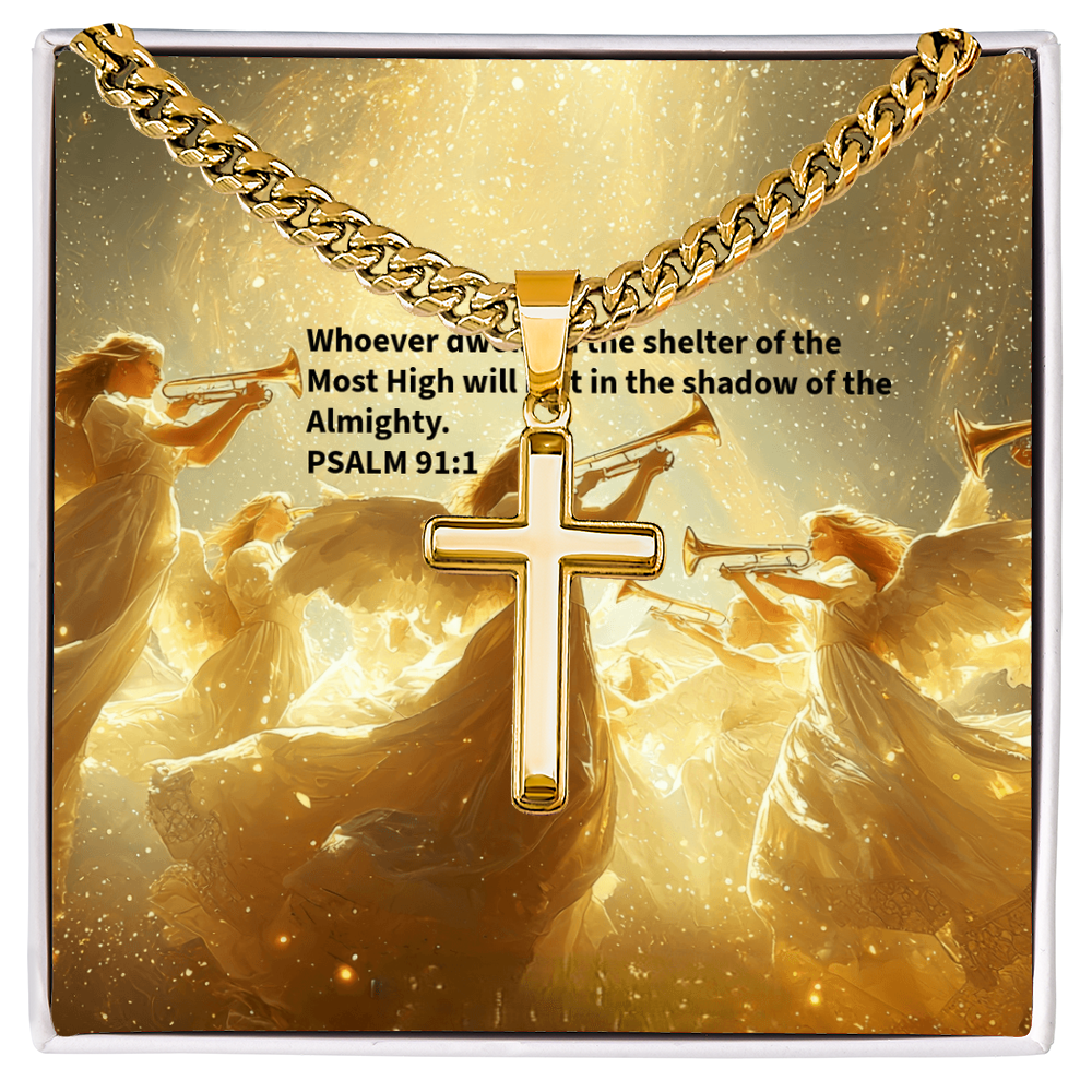 PSALM 91:1 Artisan Cross Necklace