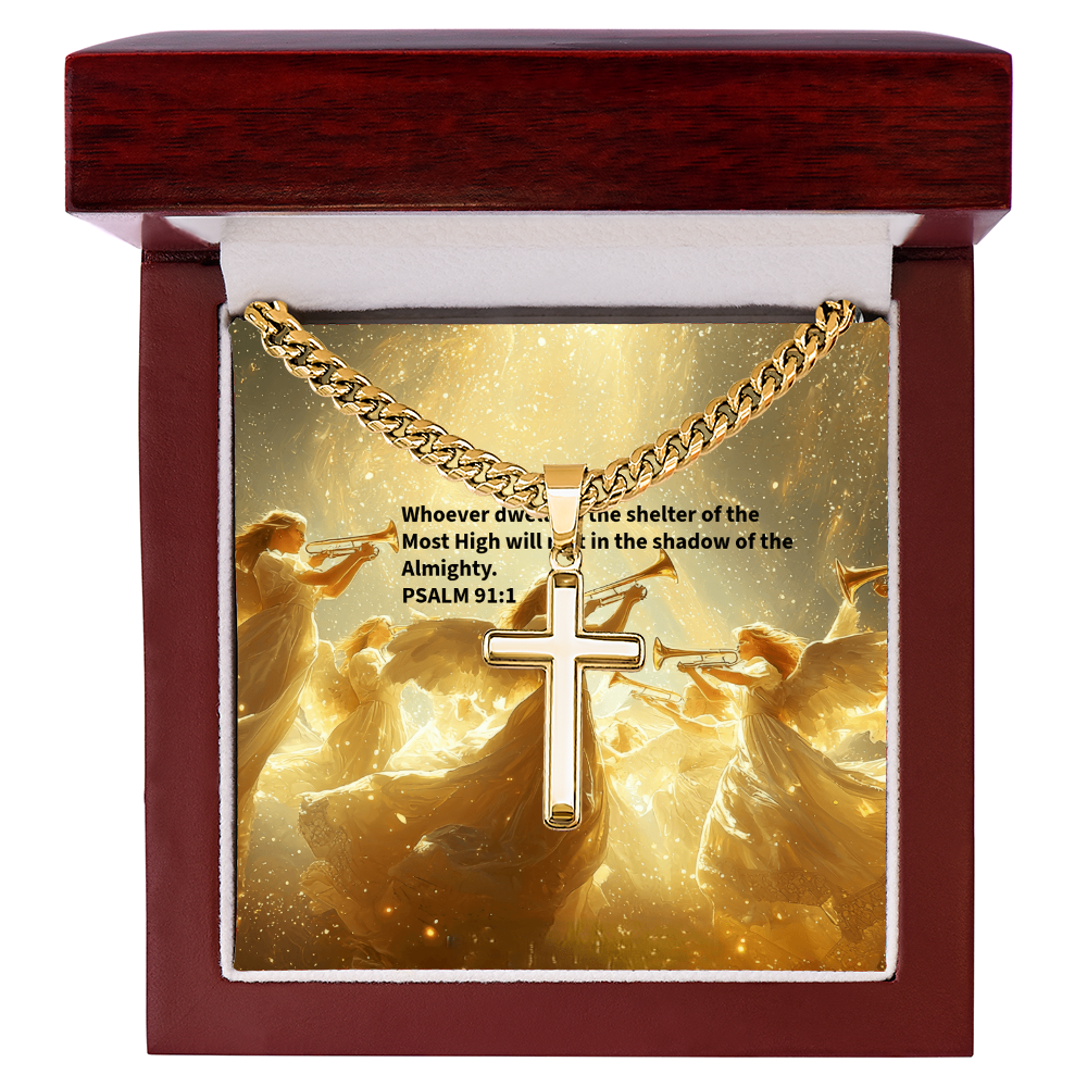PSALM 91:1 Artisan Cross Necklace