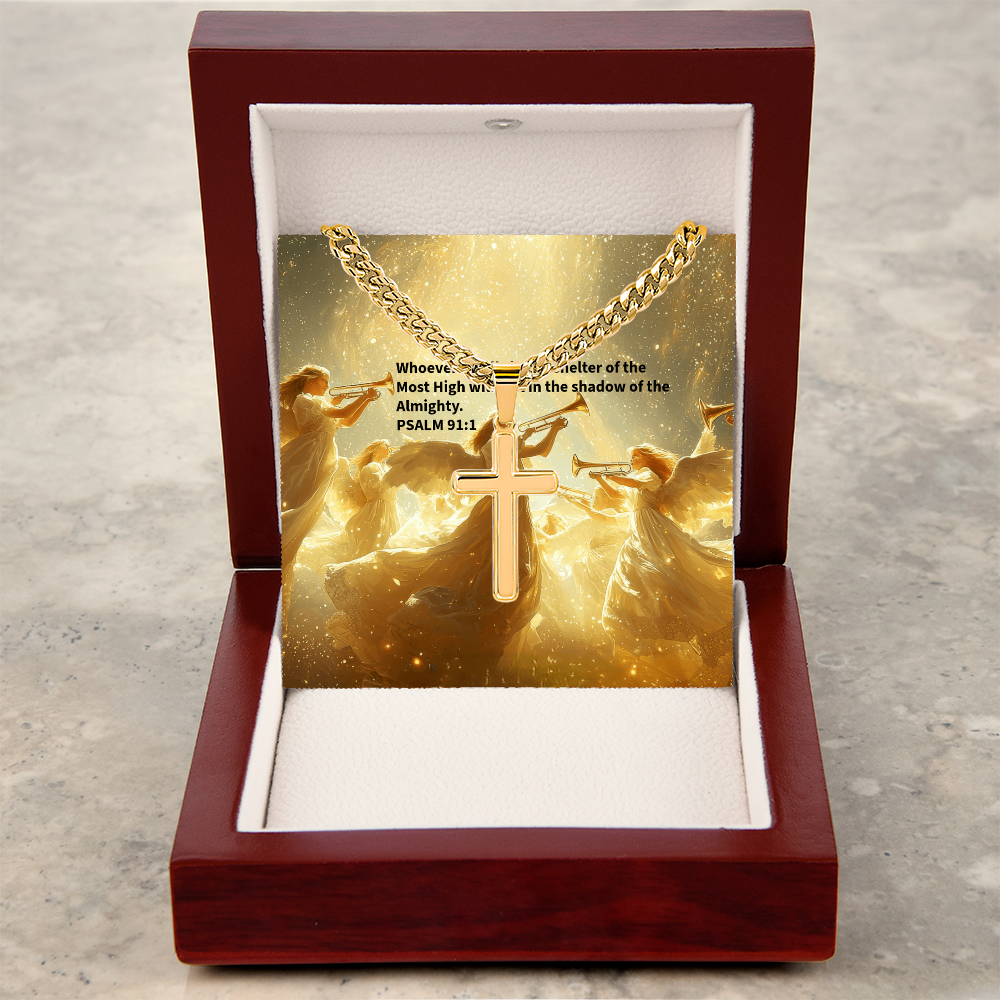 PSALM 91:1 Artisan Cross Necklace