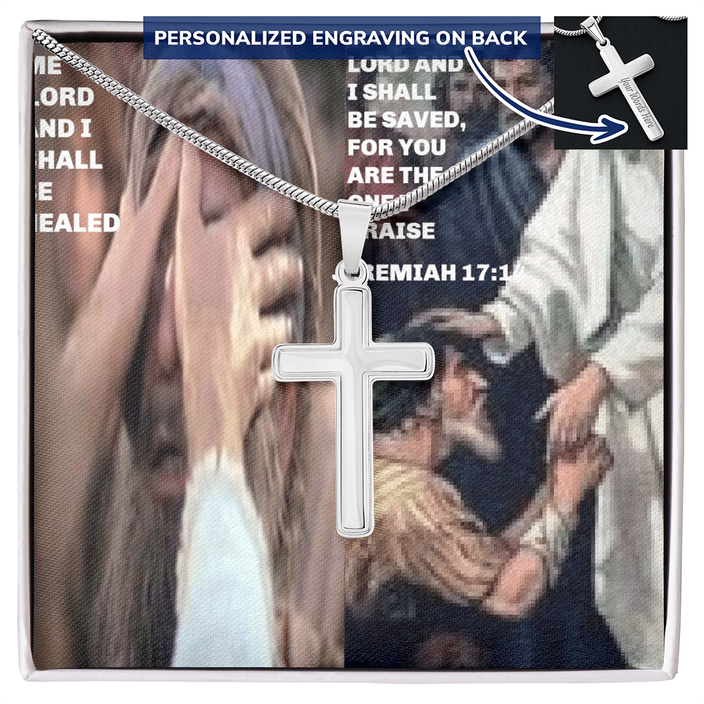 IKE MENS SCRIPTURE COLLAGE  Personalized Cross Necklace with Snake Chain