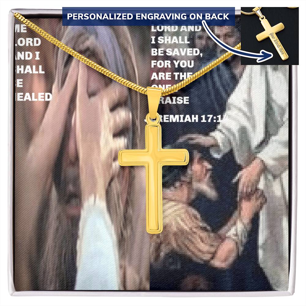 IKE MENS SCRIPTURE COLLAGE  Personalized Cross Necklace with Snake Chain