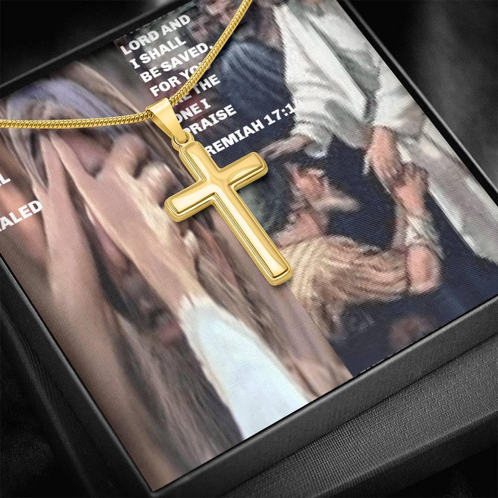 IKE MENS SCRIPTURE COLLAGE  Personalized Cross Necklace with Snake Chain