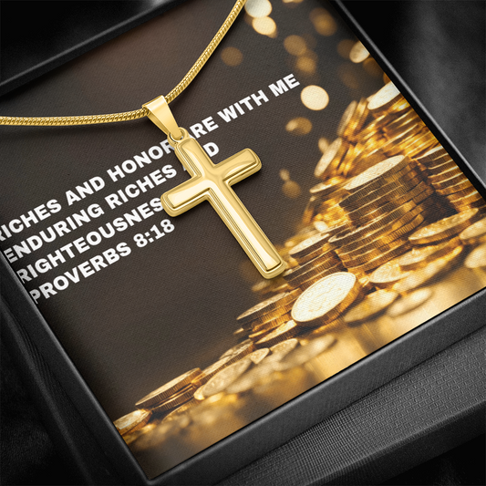 RICHES AND HONOR PERSONALIZED CROSS  NECKLACE