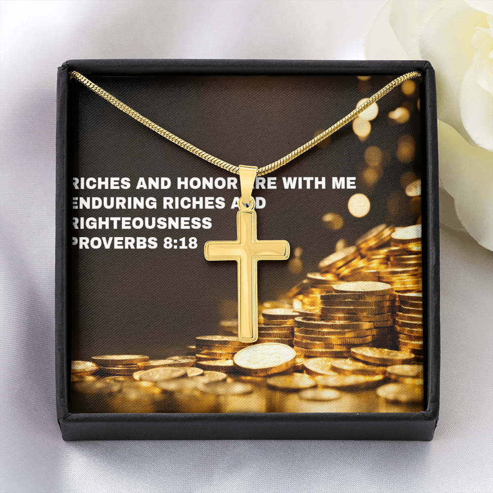 RICHES AND HONOR PERSONALIZED CROSS  NECKLACE