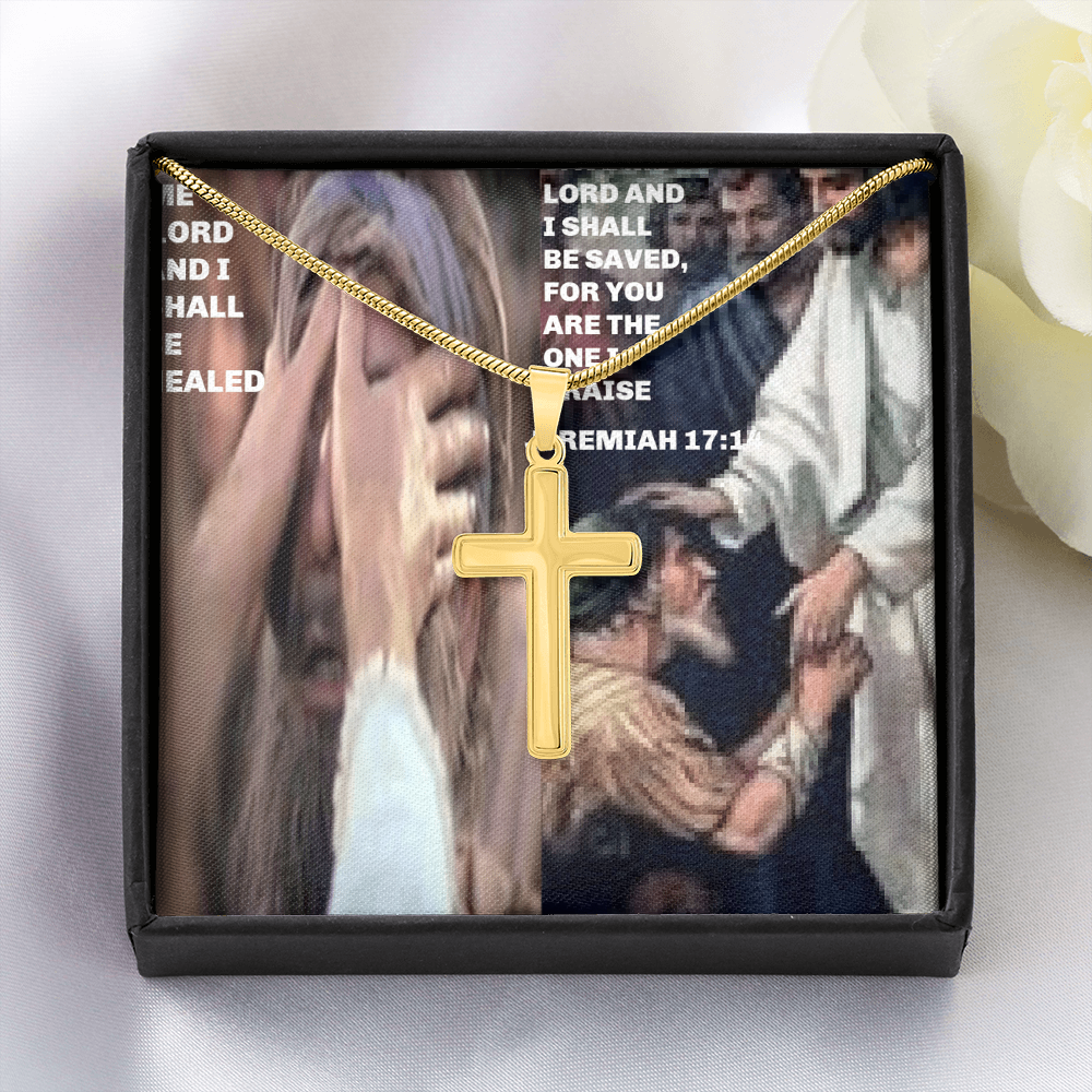 IKE MENS SCRIPTURE COLLAGE  Personalized Cross Necklace with Snake Chain