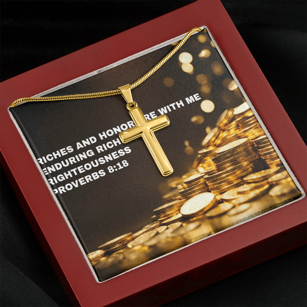 RICHES AND HONOR PERSONALIZED CROSS  NECKLACE