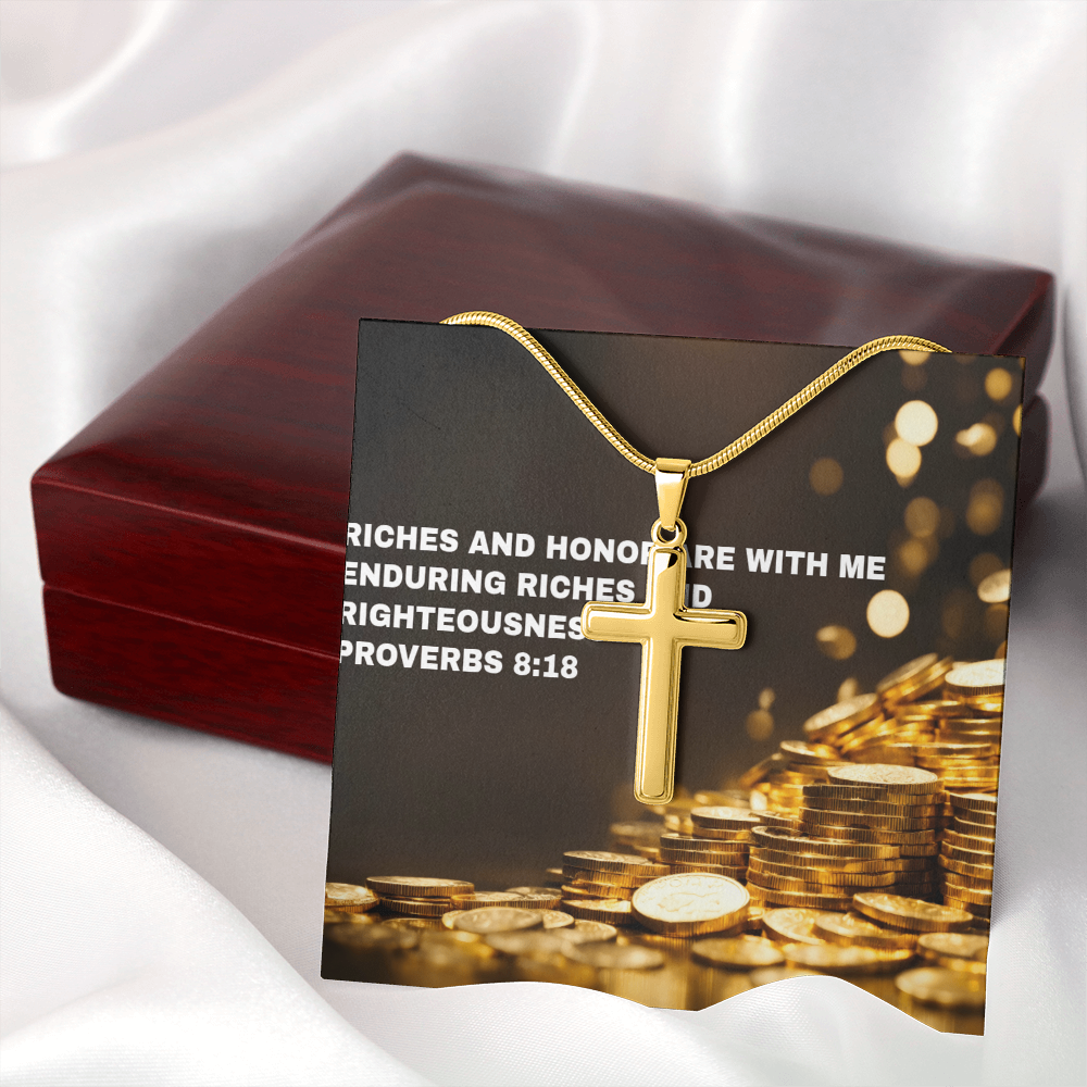 RICHES AND HONOR PERSONALIZED CROSS  NECKLACE