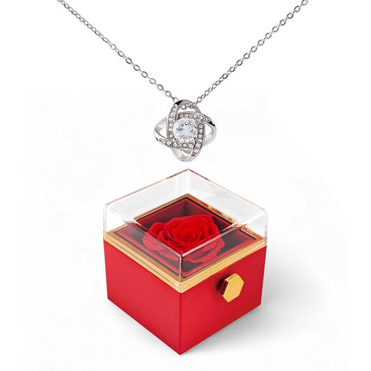 Happy Valentine's Day  Love Knot with Rotating Rose Gift Box NO MC