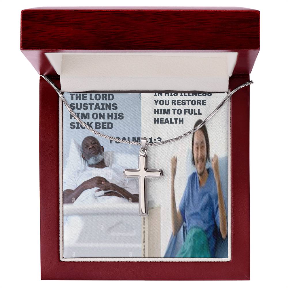 IKE MENS SCRIPTURE COLLAGE CROSS NECKLACE