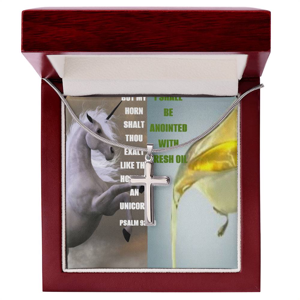 IKE MENS Scripture Collage Stainless Cross Necklace
