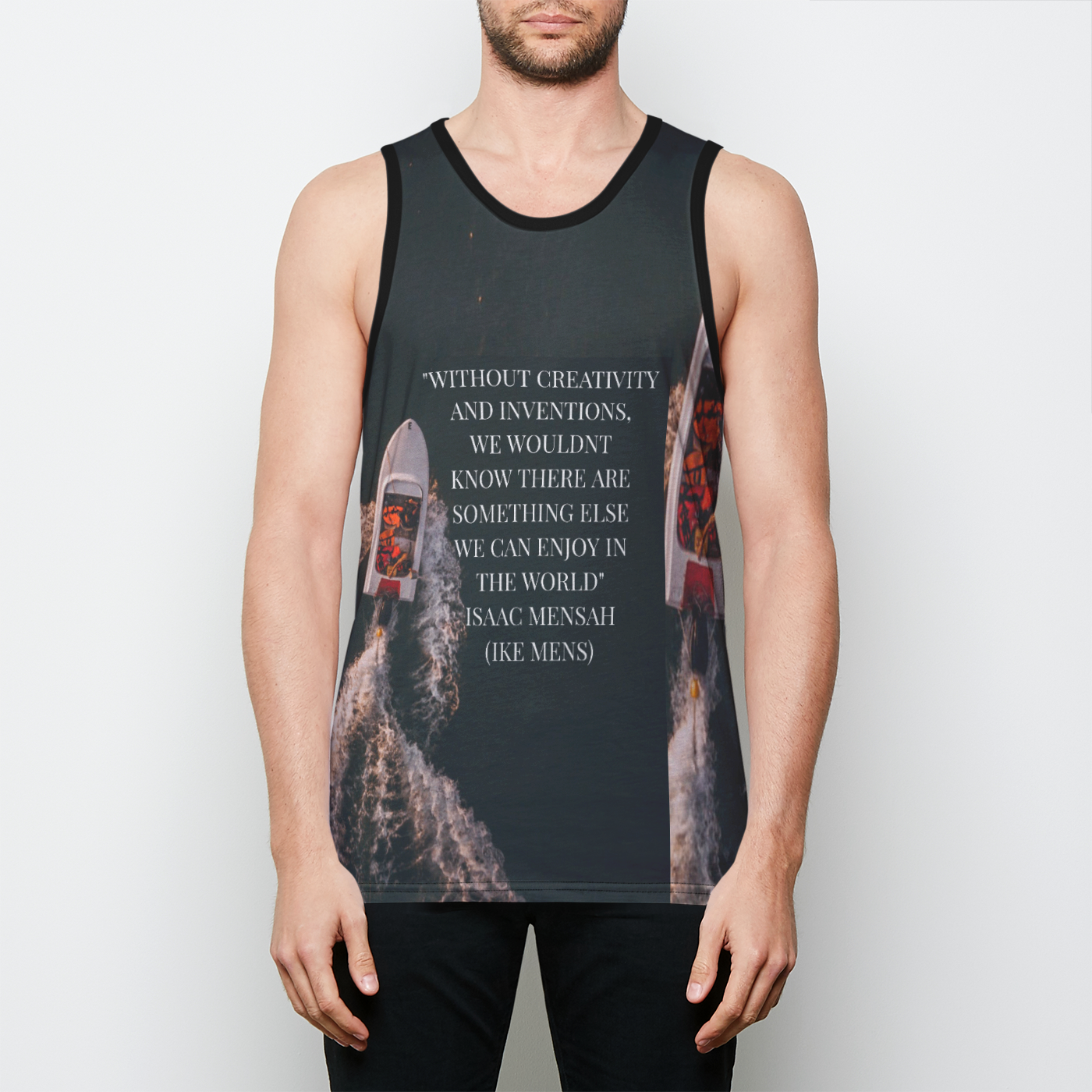 IKE MENS Quote Fashion Mens Binded Tank Top