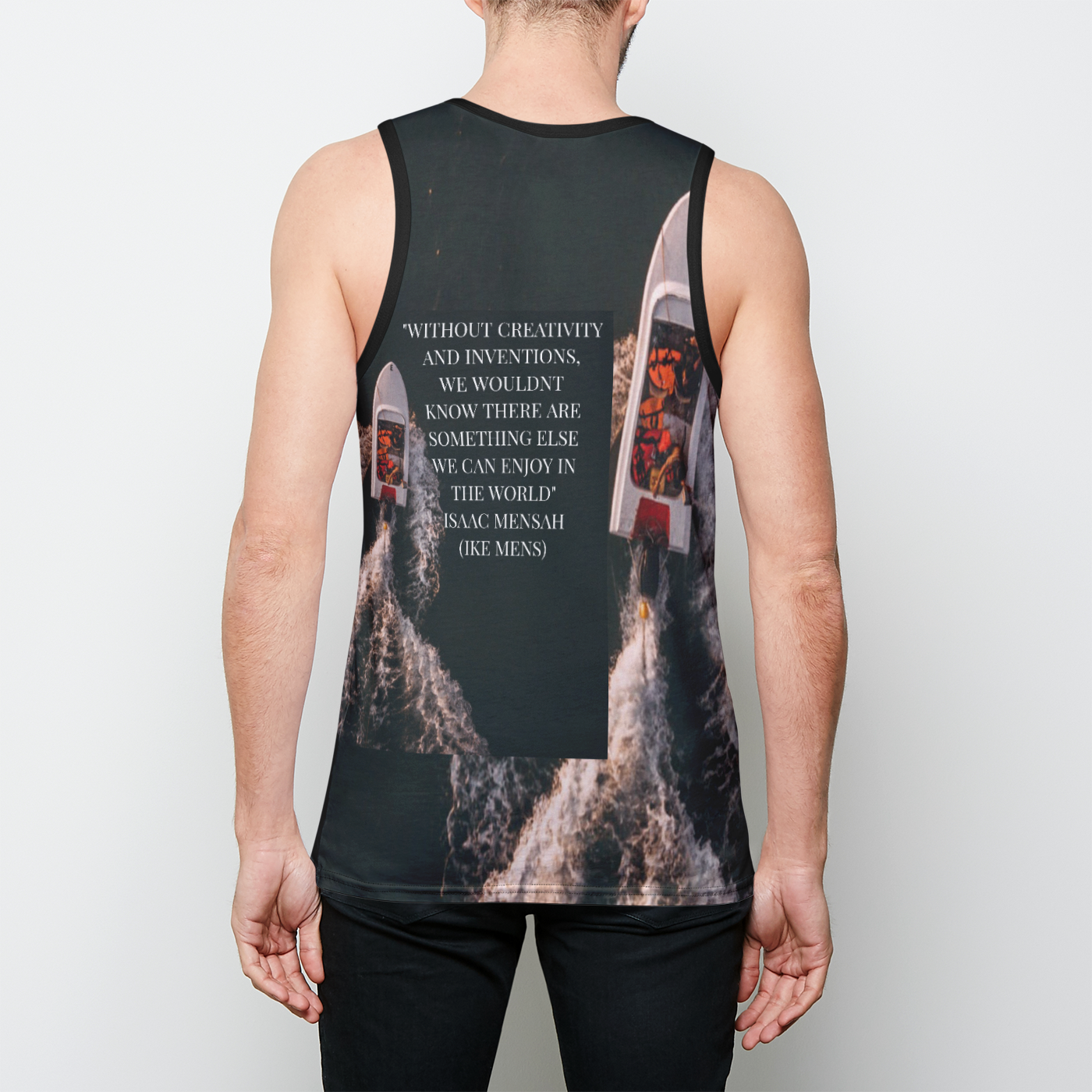 IKE MENS Quote Fashion Mens Binded Tank Top