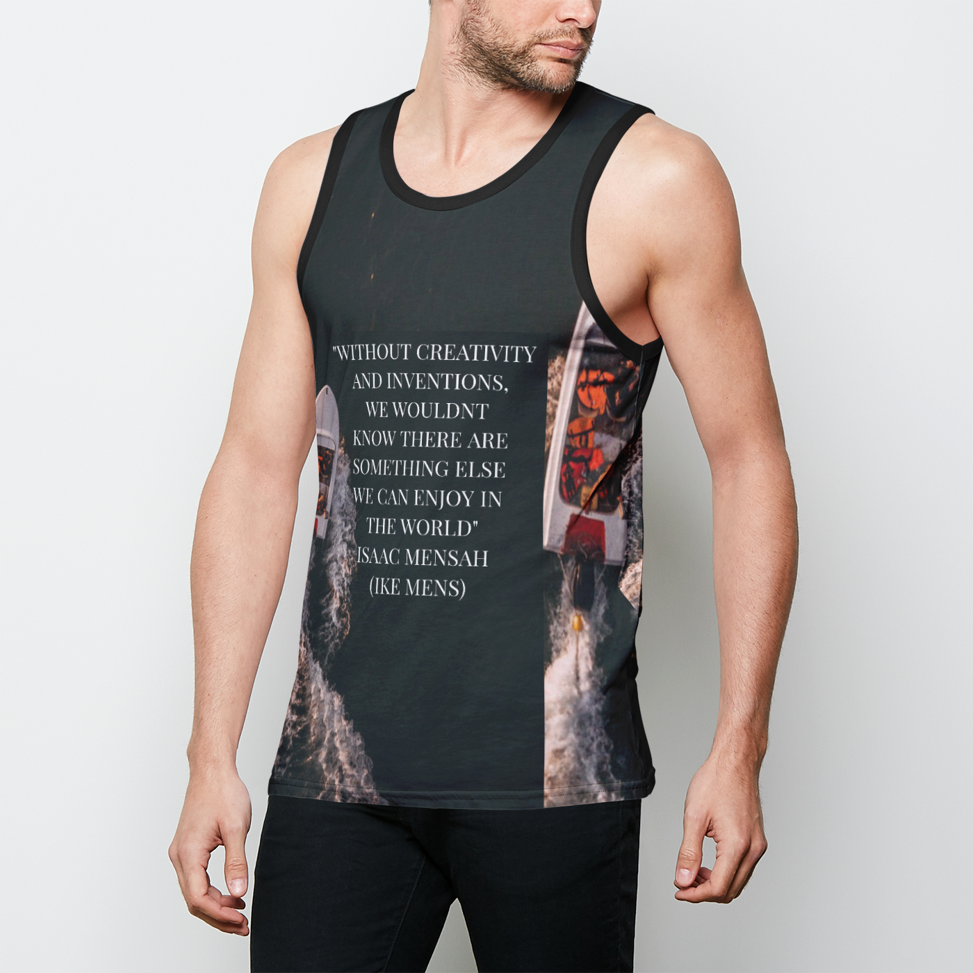 IKE MENS Quote Fashion Mens Binded Tank Top