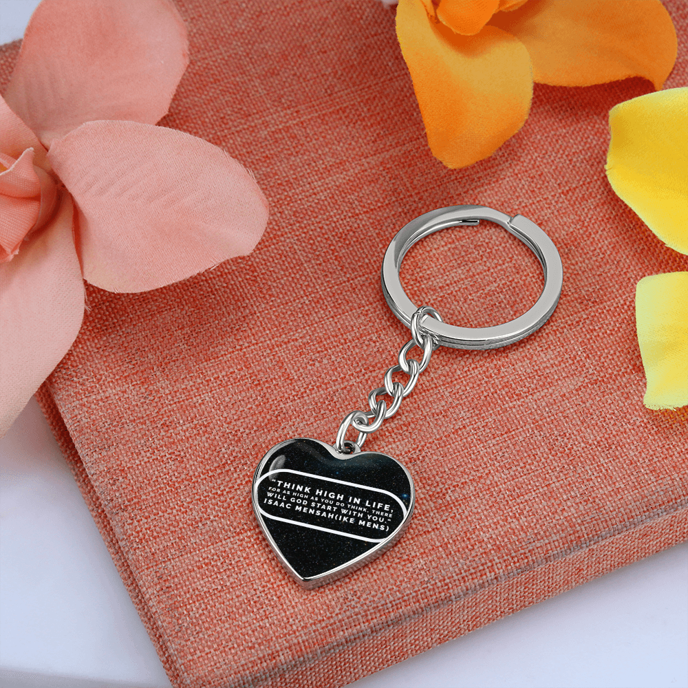 IKE MENS Quote Graphic Heart Keychain