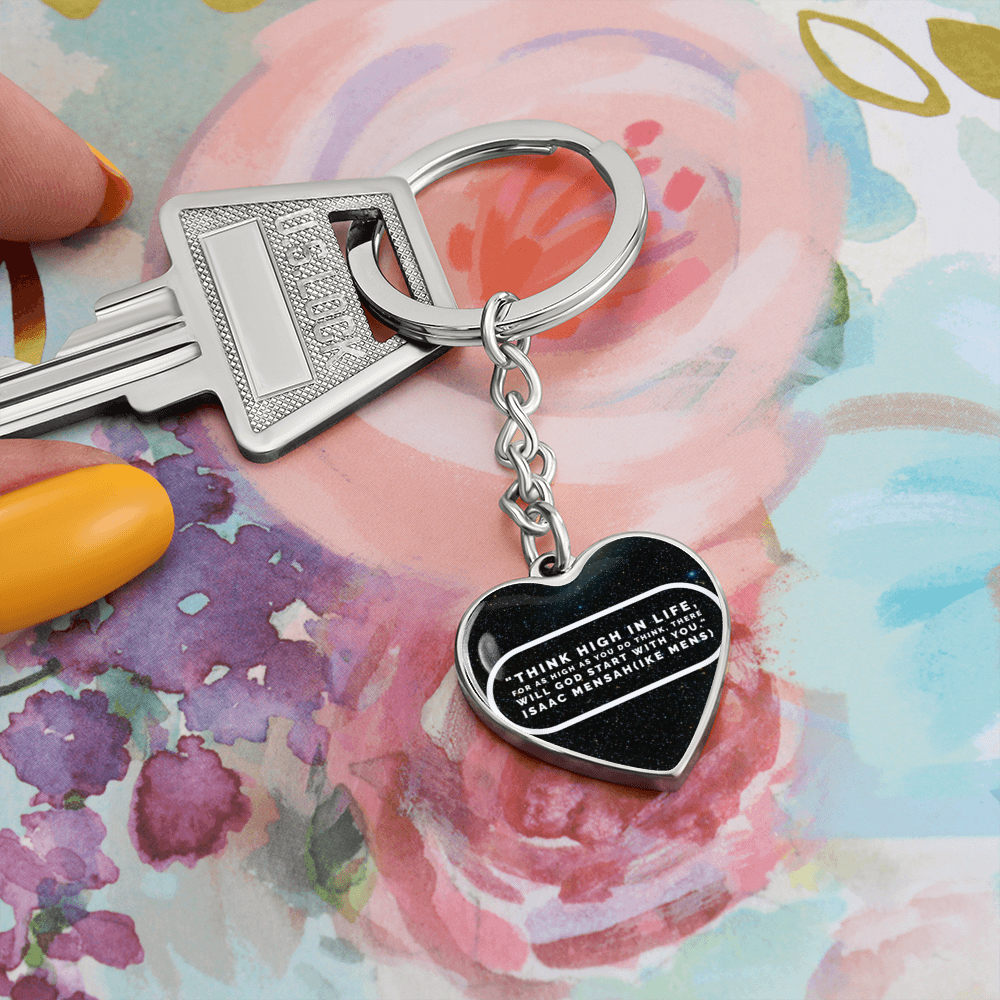 IKE MENS Quote Graphic Heart Keychain