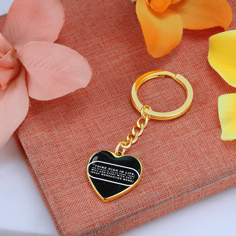 IKE MENS Quote Graphic Heart Keychain