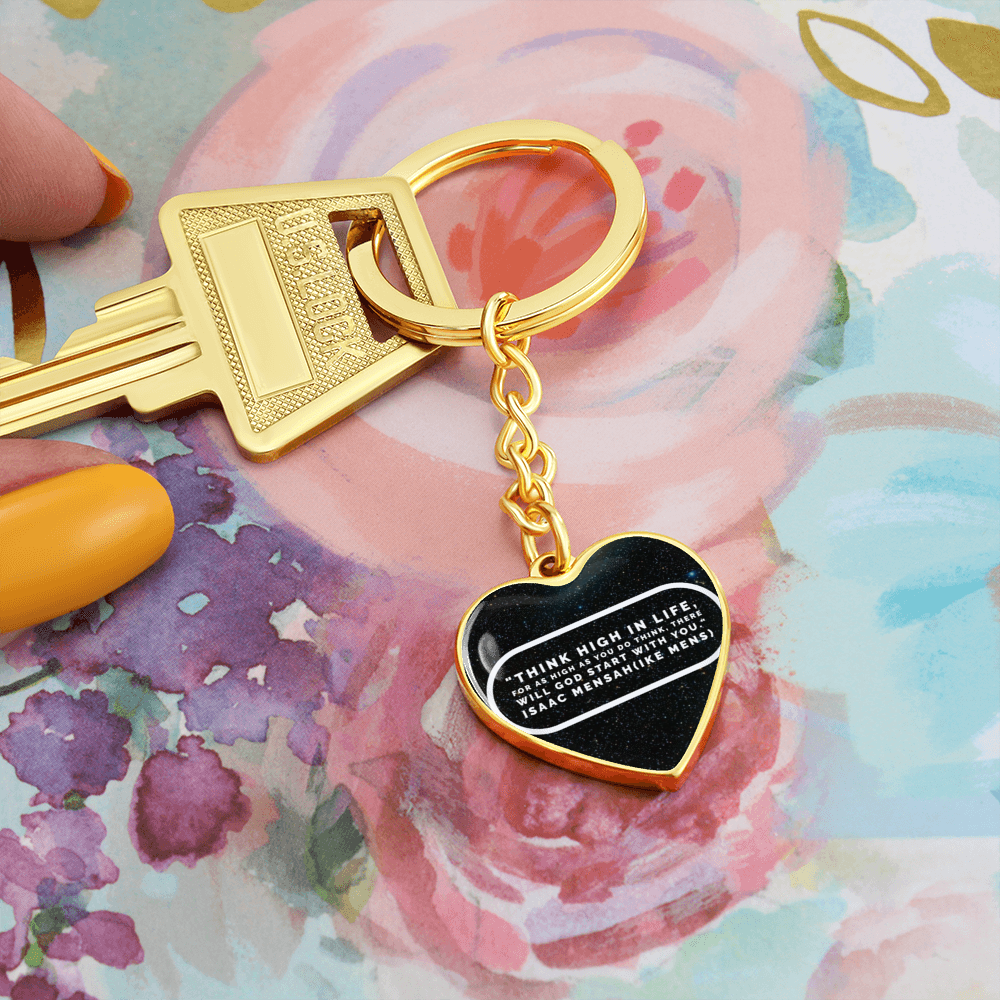 IKE MENS Quote Graphic Heart Keychain