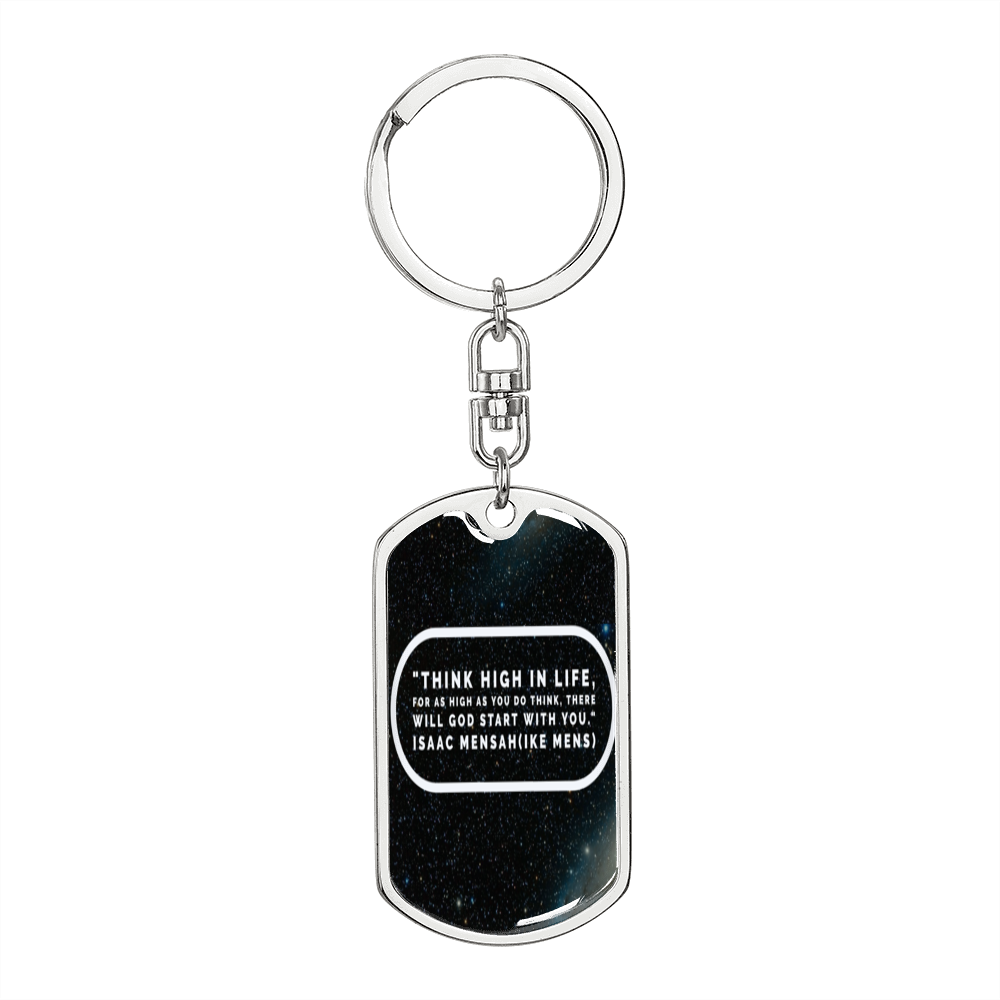 IKE MENS Quote  Dog Tag with swivel keychain