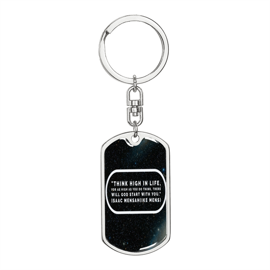 IKE MENS Quote  Dog Tag with swivel keychain