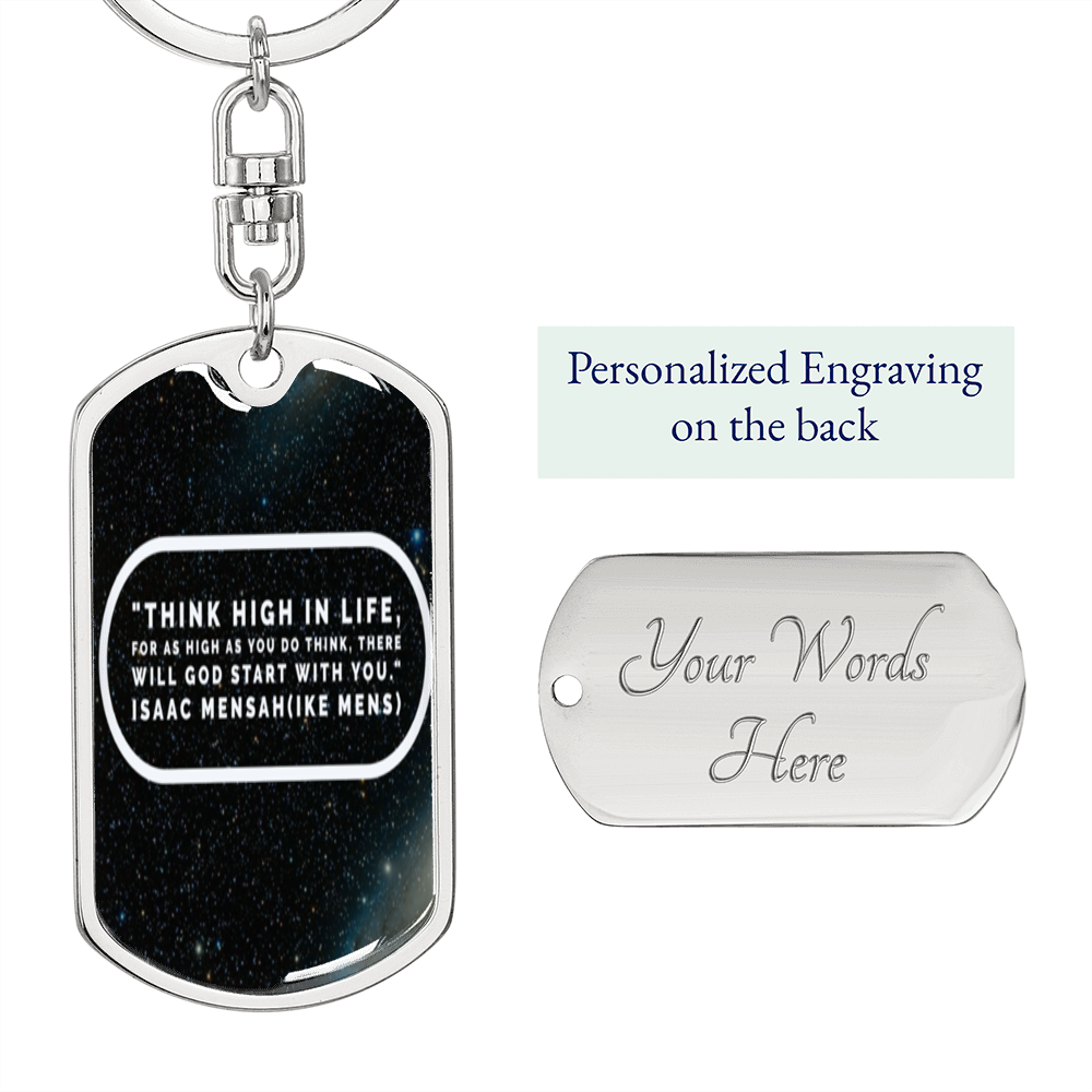 IKE MENS Quote  Dog Tag with swivel keychain