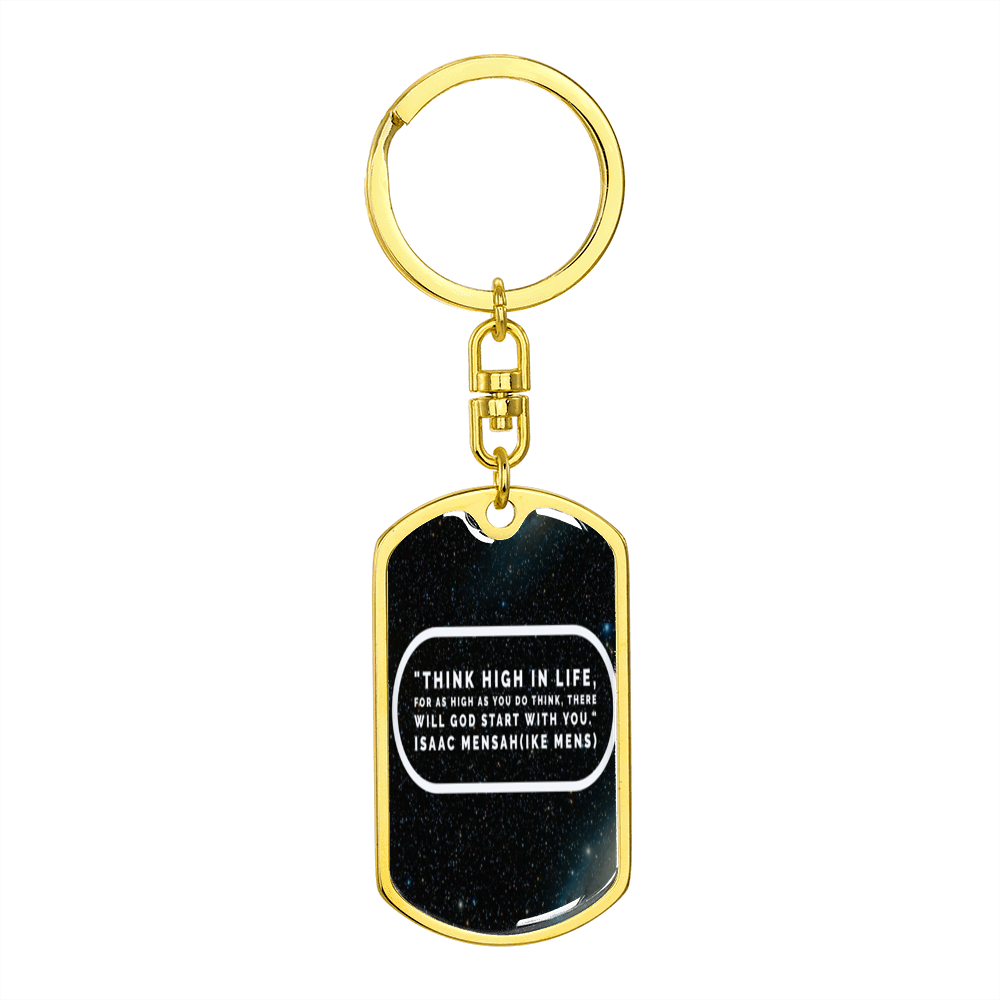 IKE MENS Quote  Dog Tag with swivel keychain