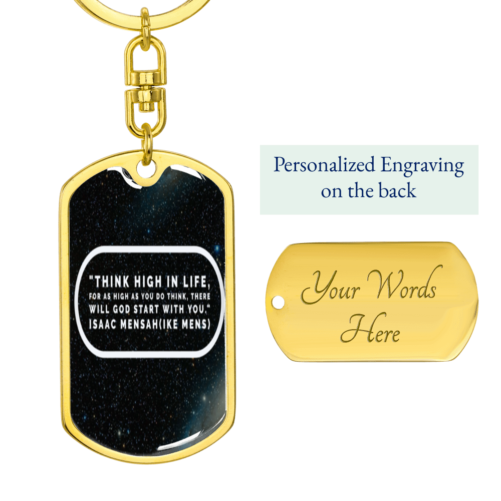 IKE MENS Quote  Dog Tag with swivel keychain