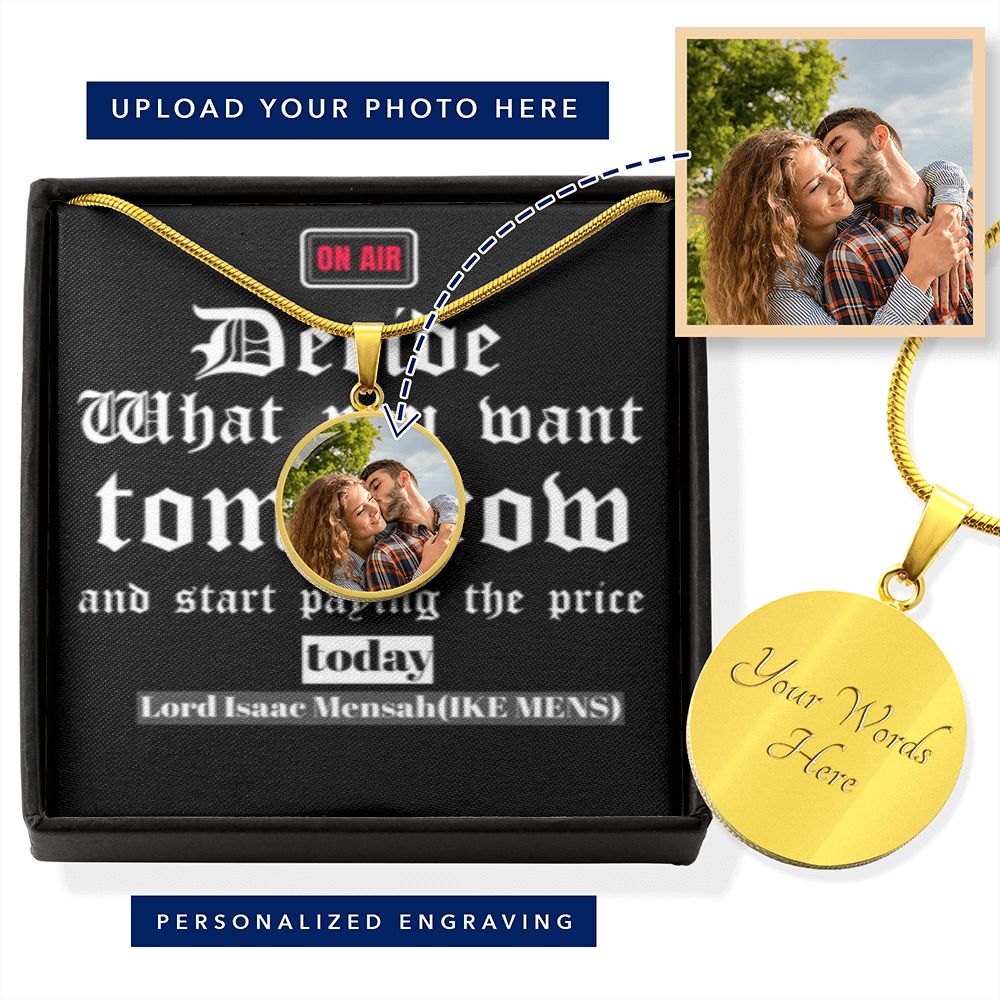 IKE MENS QUOTE CIRCLE PENDANT NECKLACE(BUYER PICTURE UPLOAD)