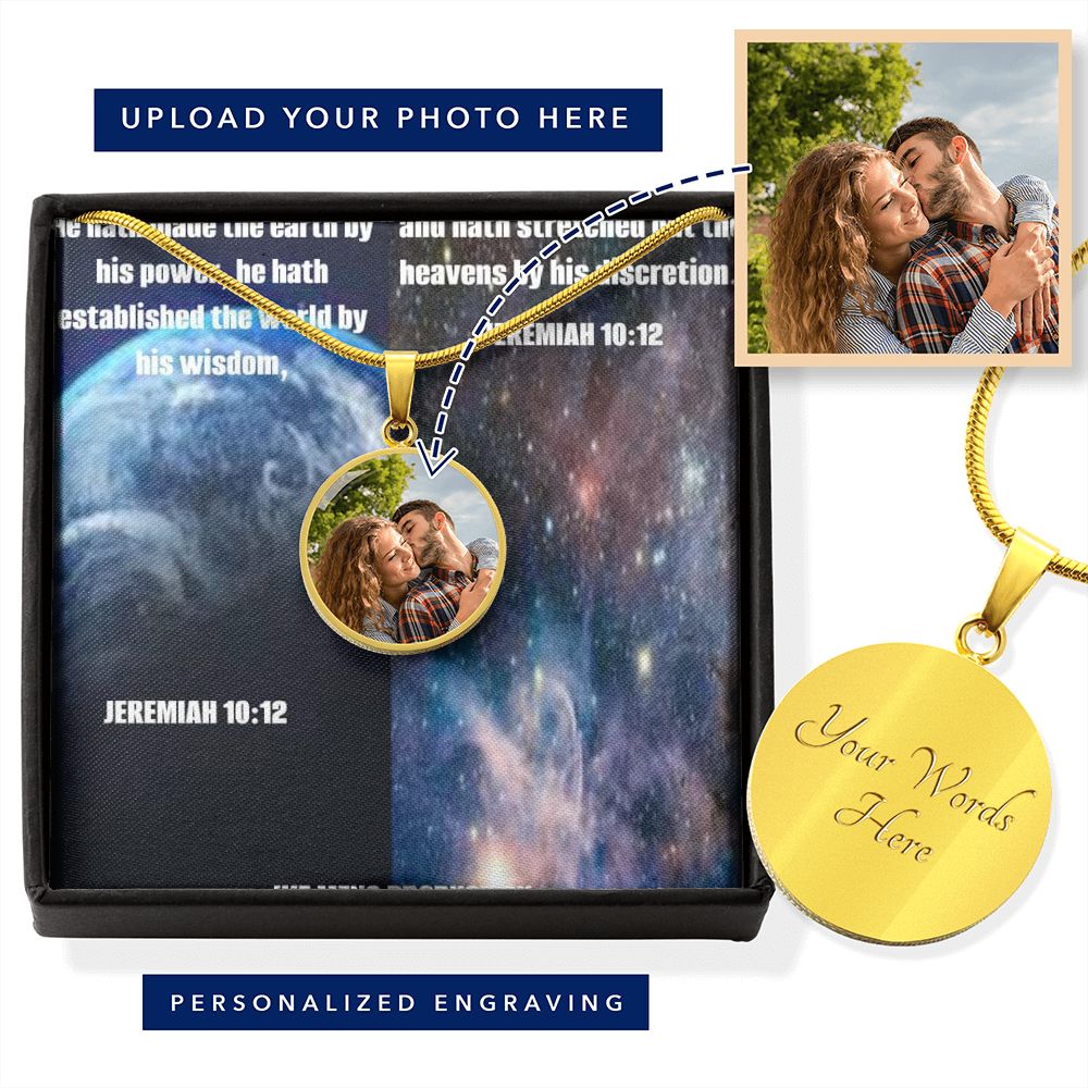 IKE MENS SCRIPTURE COLLAGE CIRCLE PENDANT NECKLACE (BUYER PICTURE UPLOAD)