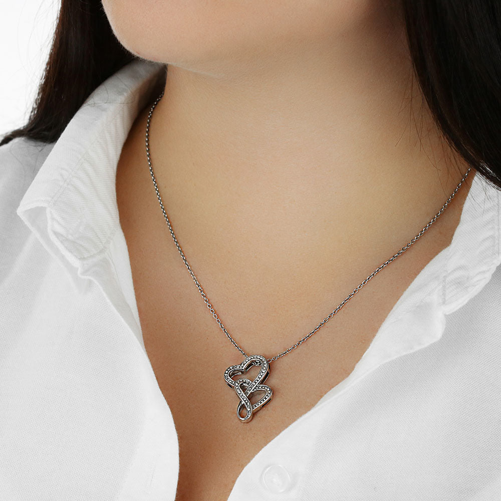 Happy Wedding Day Double Hearts Necklace