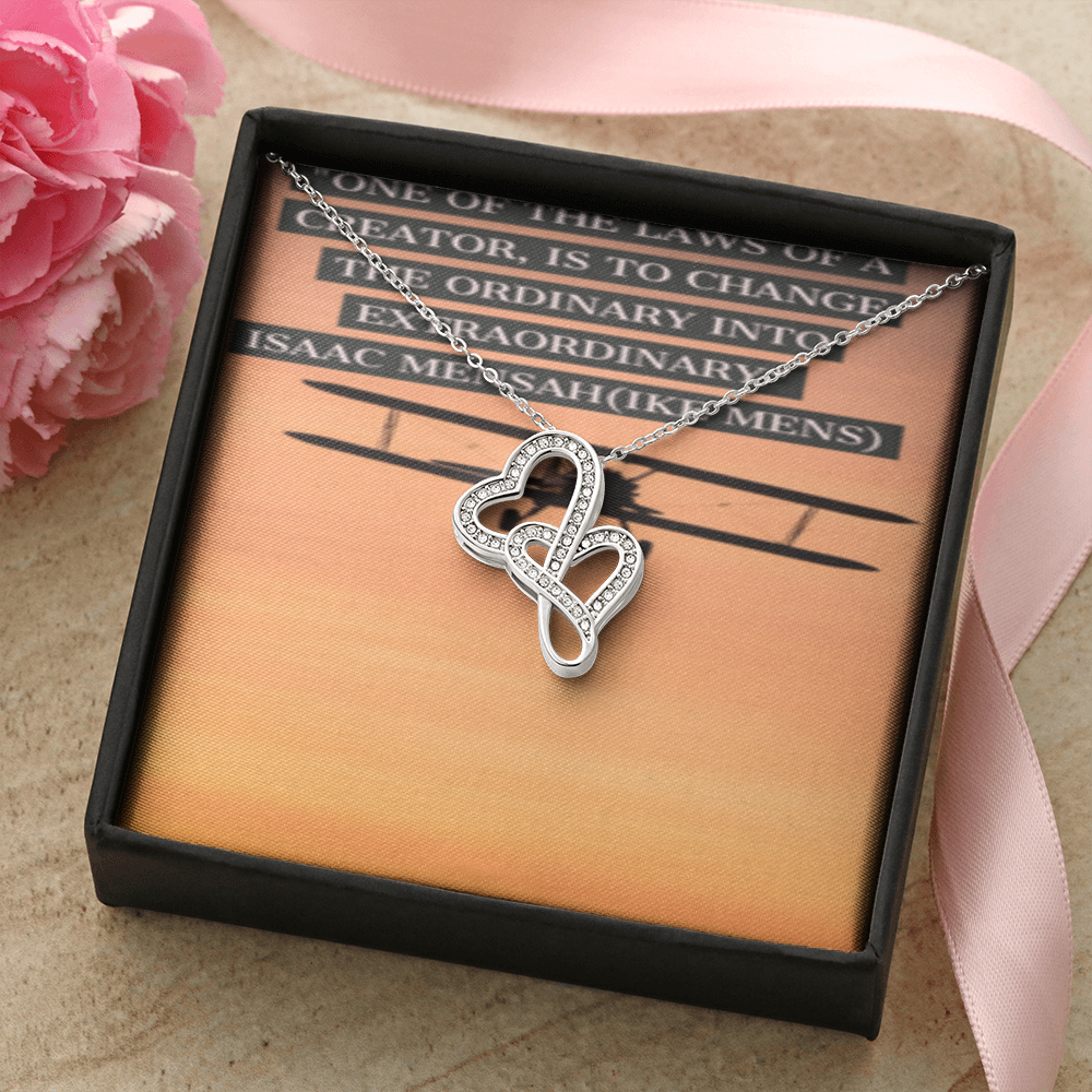 IKE MENS Quote Double Hearts Necklace!