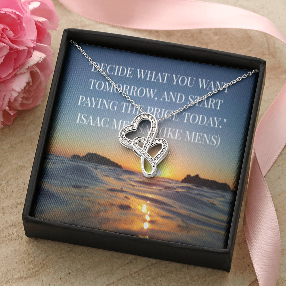 IKE MENS QUOTE DOUBLE HEART NECKLACE