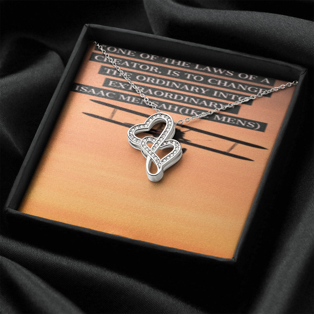 IKE MENS Quote Double Hearts Necklace!