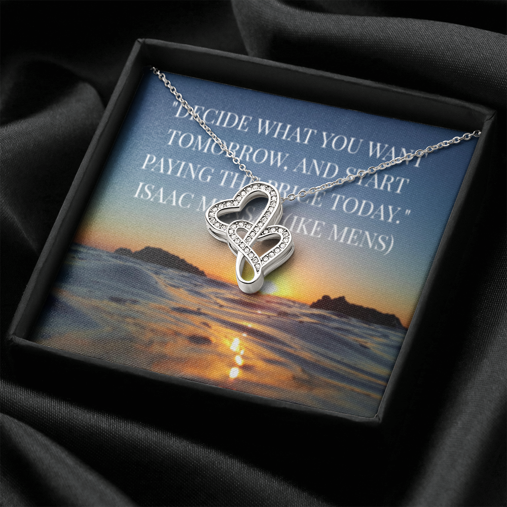 IKE MENS QUOTE DOUBLE HEART NECKLACE