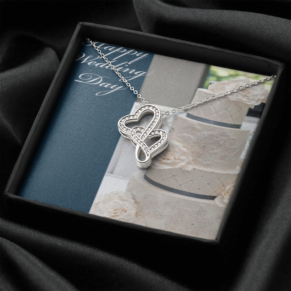 Happy Wedding Day Double Hearts Necklace
