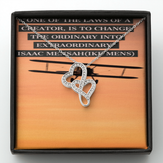 IKE MENS Quote Double Hearts Necklace!