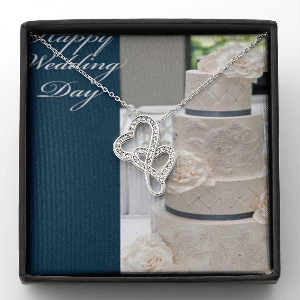 Happy Wedding Day Double Hearts Necklace