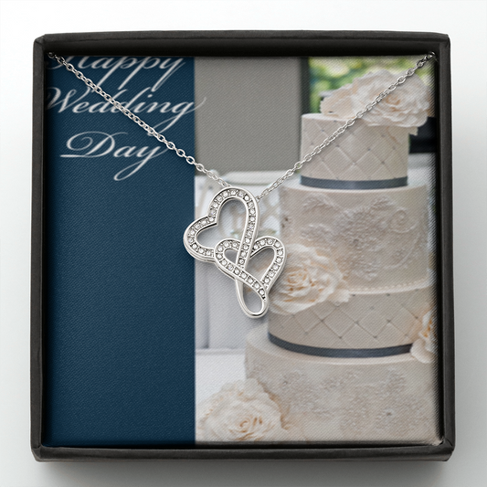 Happy Wedding Day Double Hearts Necklace